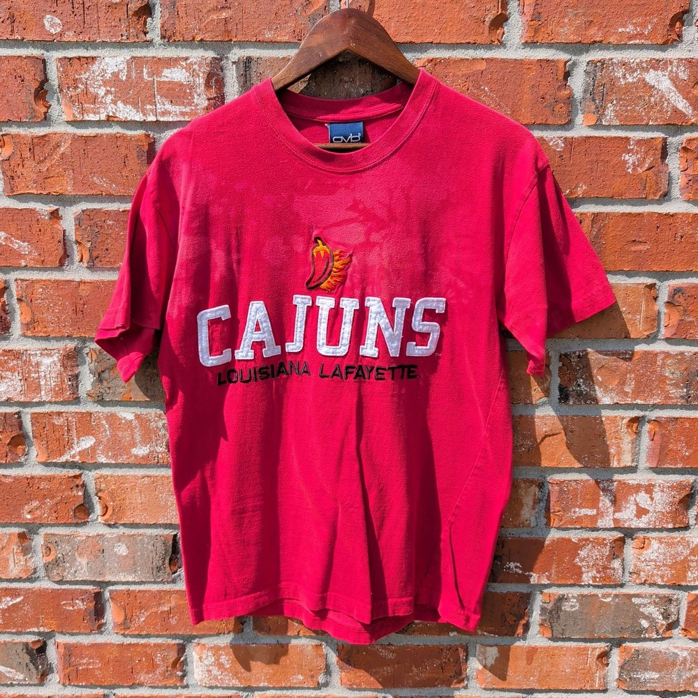 Old Varsity Brand Cajuns T-Shirt Mens Medium Red Louisiana Lafayette Vintage